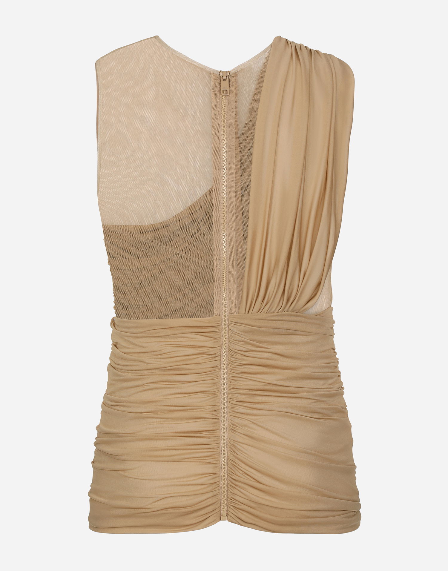 Безрукавка Dolce & Gabbana Stretch Tulle T-shirt With Draping бежевий | G8RW3TG7M7SS9000, 1