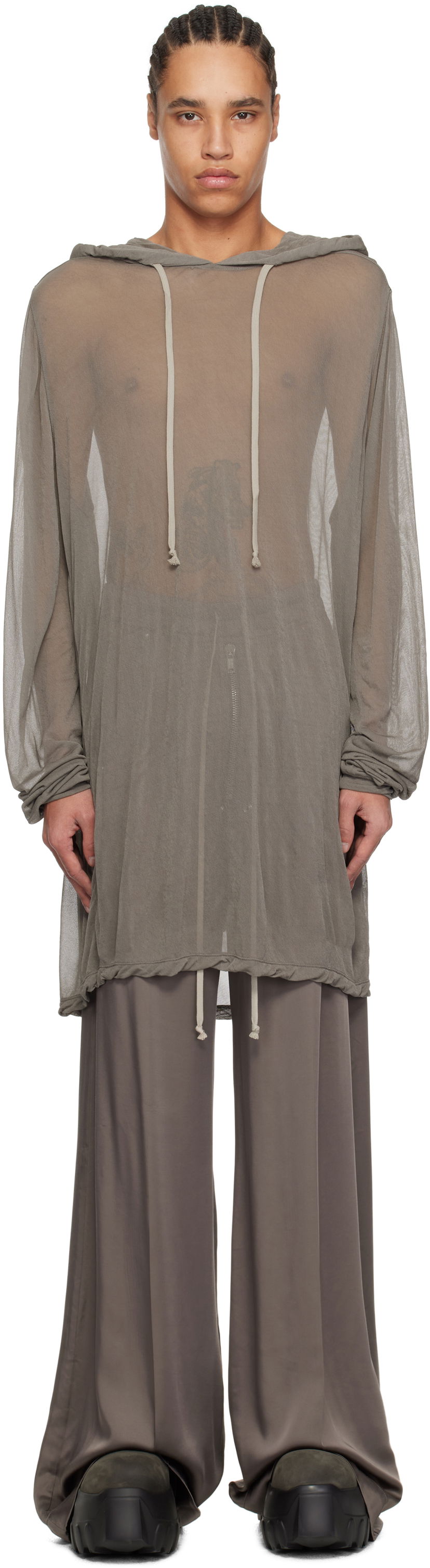 Cветр Rick Owens Rick Owens Hollywood Viscose Crepe Jersey Hoodie Сірий | RR01E5285 JCR