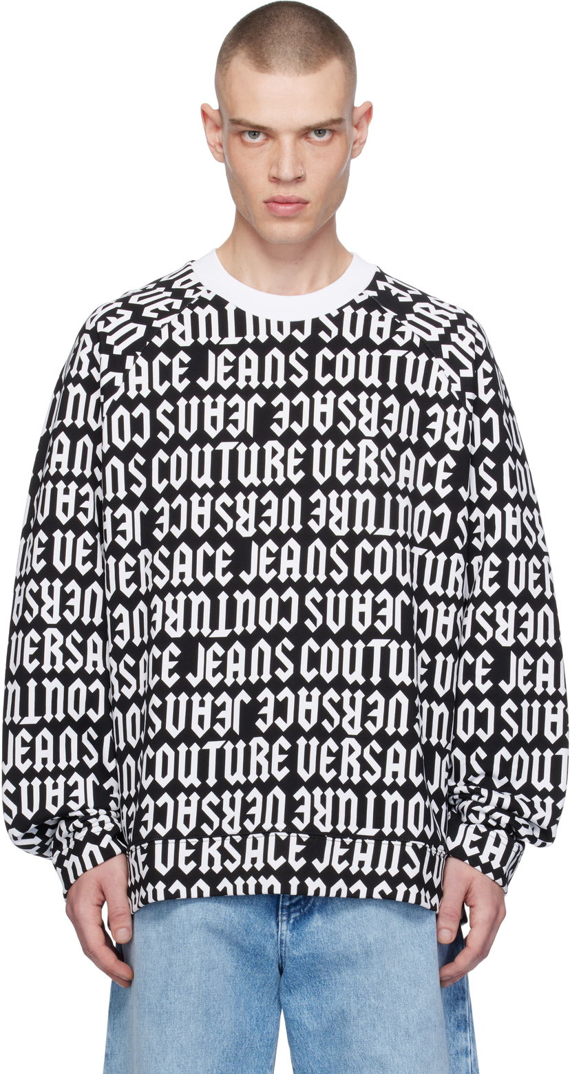 Світшоти Versace Black & White Logomania Sweatshirt чорний | E77GAI316_EFS157