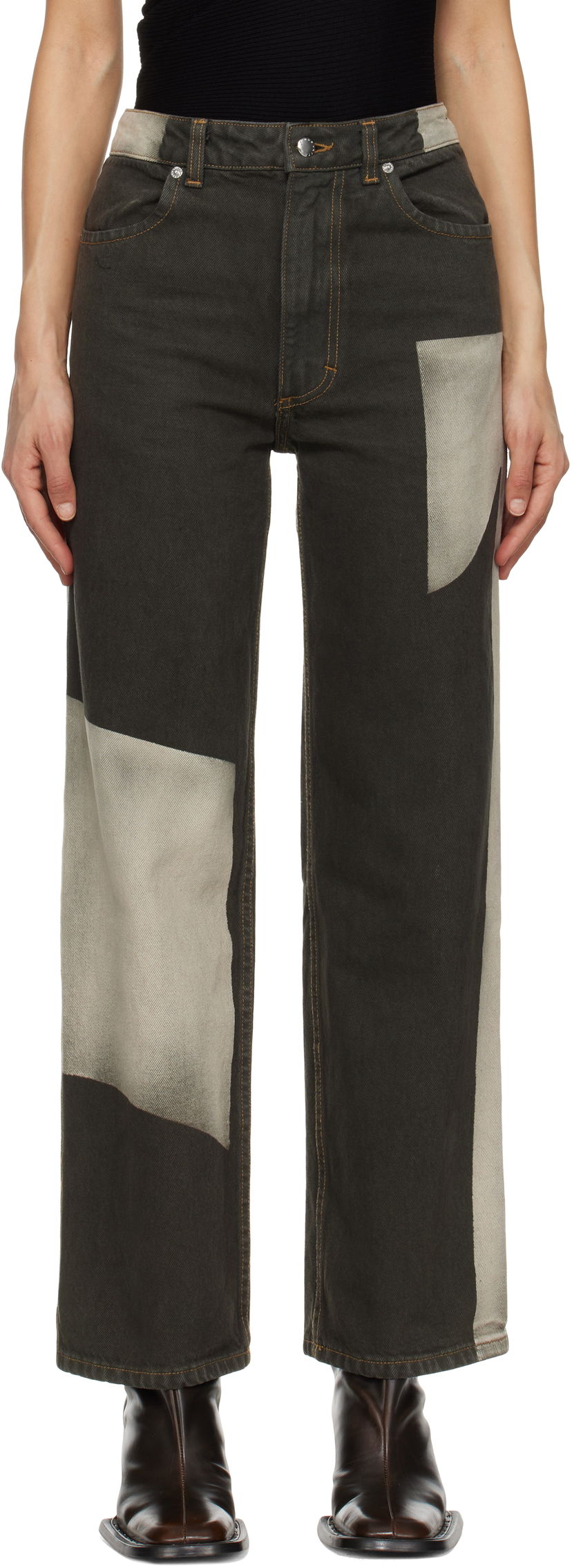 Джинси Eckhaus Latta Eckhaus Latta Wide Leg Jeans Зелений | 334-EL-PS25-T -