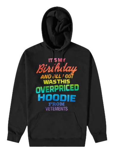 Світшоти VETEMENTS Overpriced Birthday Hoodie Black/Rainbow чорний | UE54HD280B