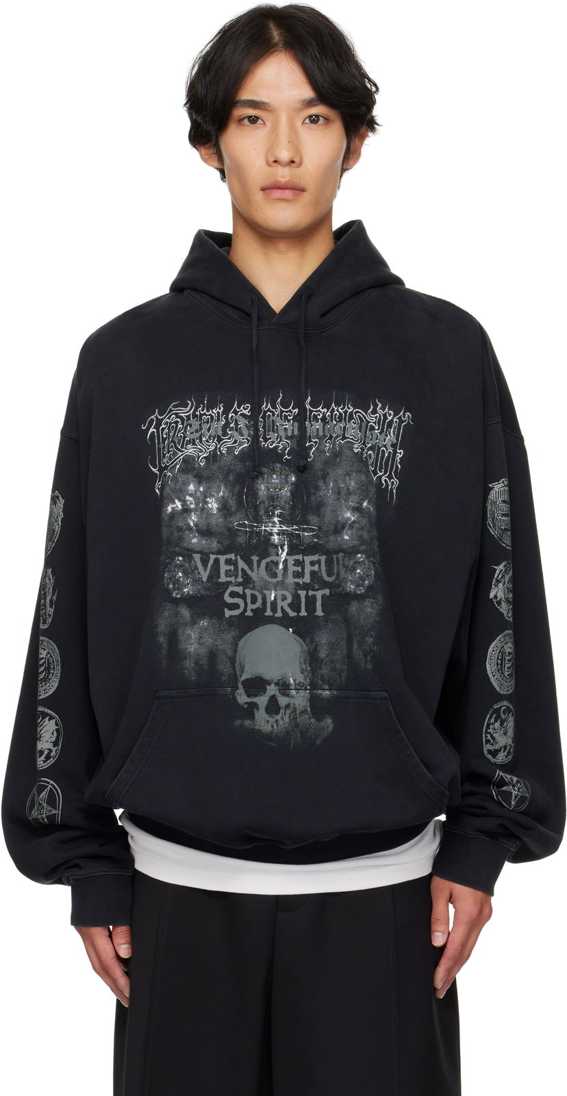 Світшоти VETEMENTS Vetements Cradle of Filth 'Vengeful Spirit' Oversized Hoodie чорний | UCF76HD650M