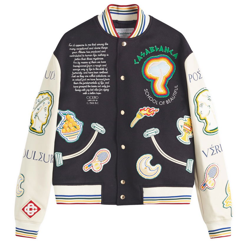 Куртка бомбер Casablanca Varsity Jacket темно-синій | MF24-OT-131-01