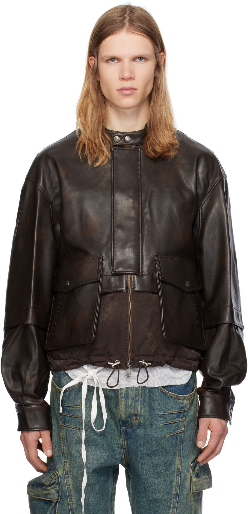 Куртка бомбер Andersson Bell Quilted Bomber Leather Jacket Коричневий | awa631m