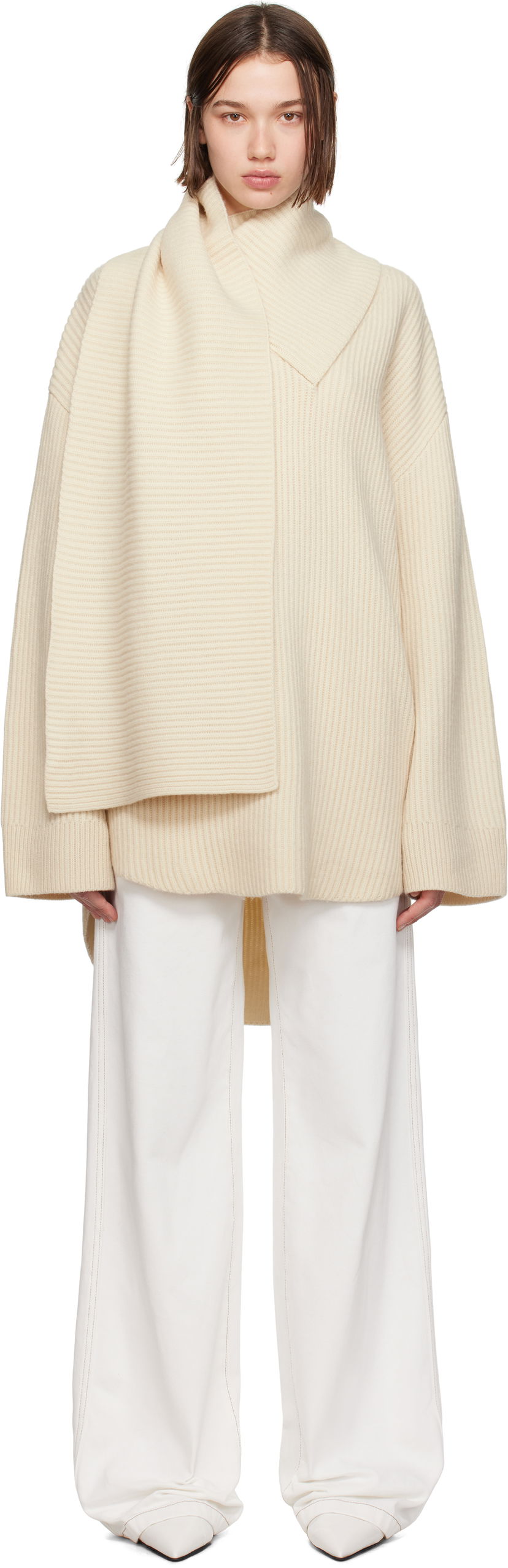 Cветр TOTEME TOTEME Long Scarf Knit Sweater бежевий | 244-WRT0364-YA0007