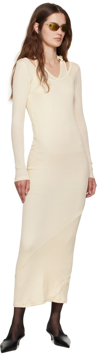плаття Jean Paul Gaultier Jean Paul Gaultier Ribbed Twisted Double Layer Midi Dress бежевий | 25/03-W-DR014-J000-03, 3