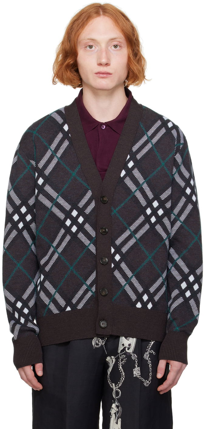 Cветр Burberry Brown Check Cardigan чорний | 8093496