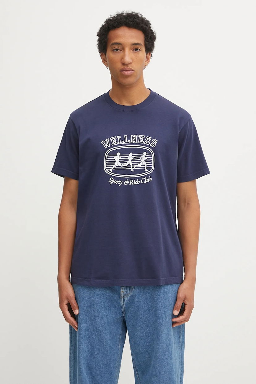 Футболка Sporty & Rich Sporty & Rich Wellness T-Shirt темно-синій | TO043620126BL106