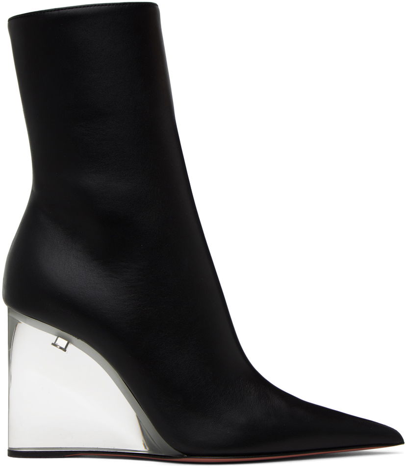 Тренчкот Amina Muaddi Amina Muaddi Pernille Wedge Ankle Boots чорний | PERNILLE HALF GLASS WEDGE NAPPA