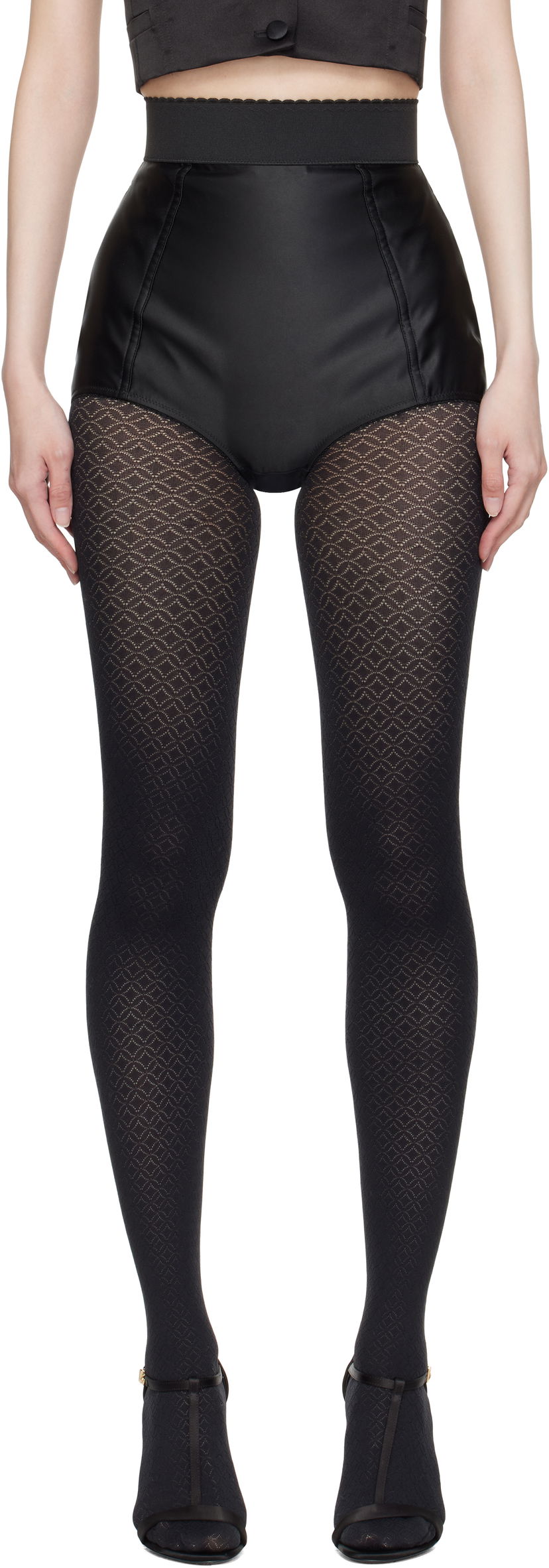 Шкарпетки Dolce & Gabbana Dolce&Gabbana Marquisette High-Waisted Shorts чорний | FTAG1T GDCMX