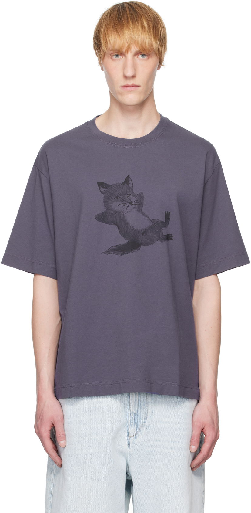 Футболка MAISON KITSUNÉ Maison Kitsuné Chillax Fox Oversize T-Shirt Фіолетовий | OM00108KJ0008