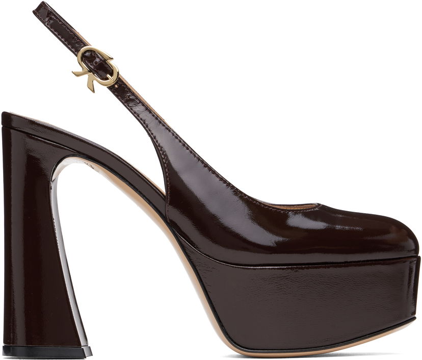 Кросівки та взуття Gianvito Rossi Bessie Slingback Platform Heels Коричневий | G95569-70RIC-NUI