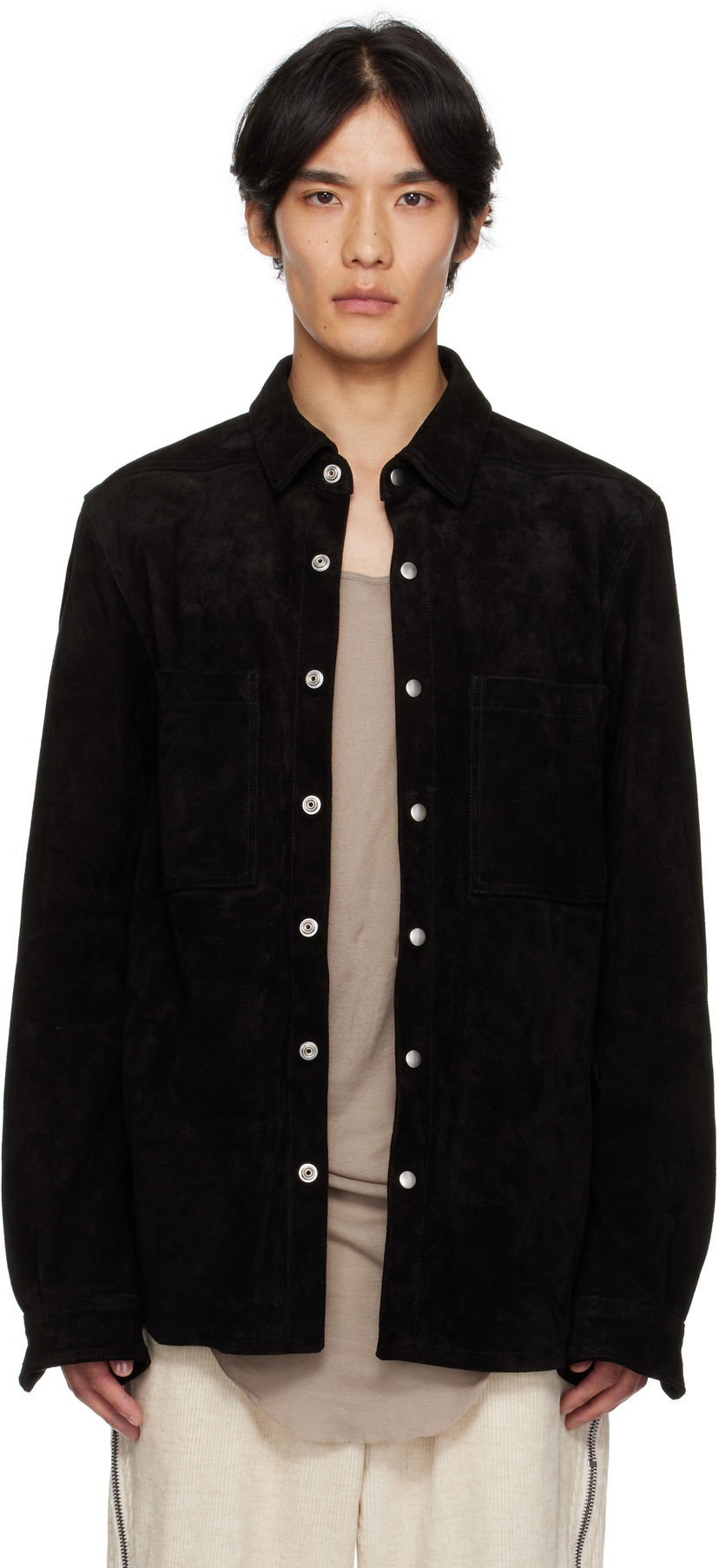 Куртка Rick Owens Rick Owens Concordians Suede Overshirt чорний | RU02E1744 LCS
