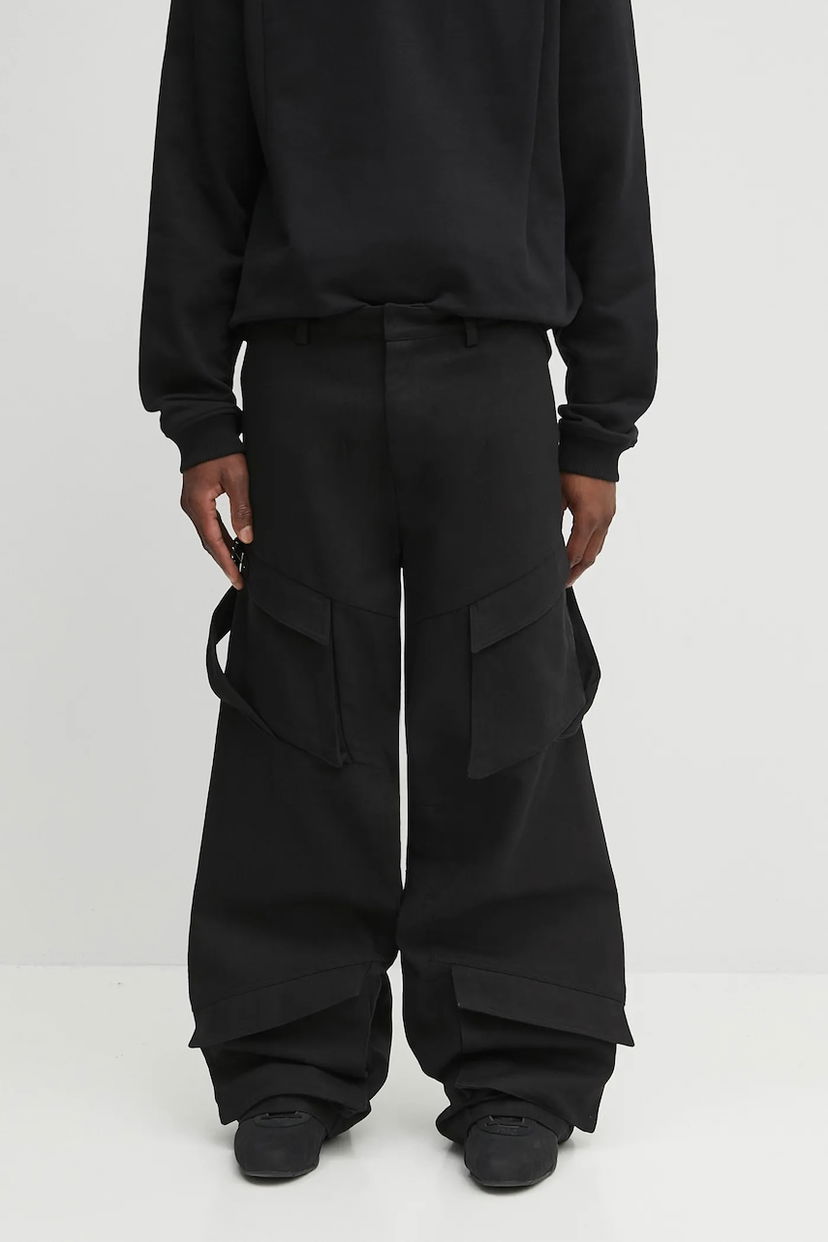 Штани карго HELIOT EMIL Cotton Wide-Leg Cargo Trousers with Side Straps чорний | PREAW25.M.10.160.BLK01.