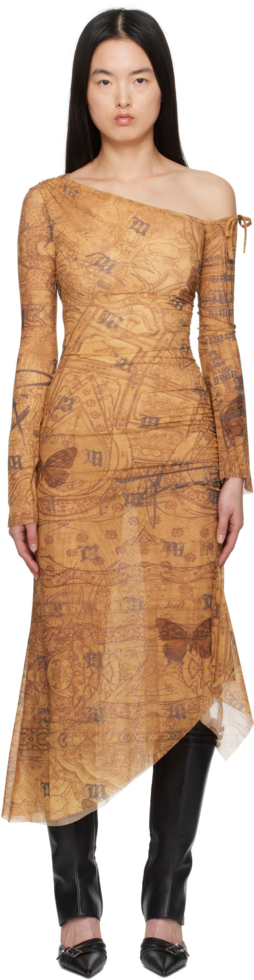 плаття MISBHV MISBHV Goa Mesh Dropped Shoulder Midi Dress Коричневий | 250W810