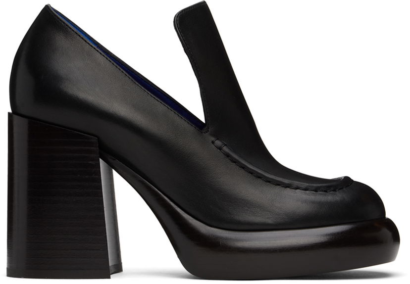 Кросівки та взуття Burberry Leather Wedge Heels чорний | 8091974
