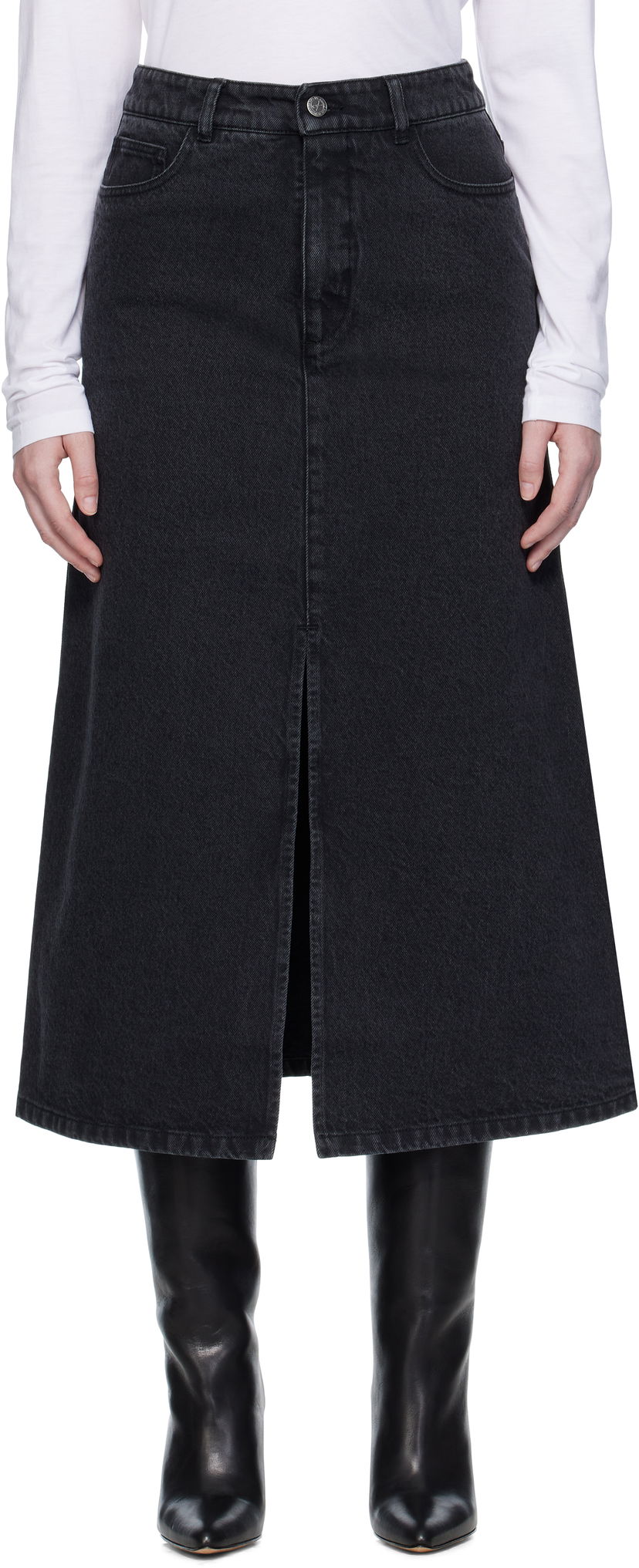 Спідниця A.P.C. A.P.C. Georgia Denim Midi Skirt чорний | COHDK-F06423