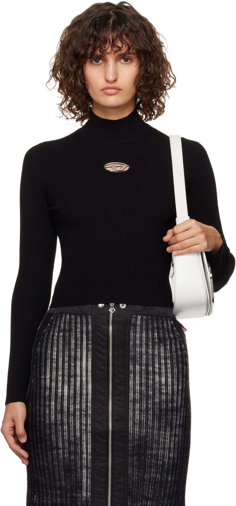Cветр Diesel Fitted Cutout Detail Sweater чорний | A14187 0DLAX