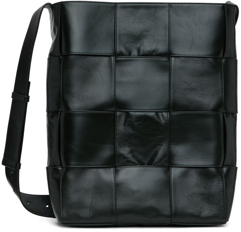 Сумка Bottega Veneta Bottega Veneta Acro Woven Leather Shoulder Bag Зелений | 729551 VCQ71