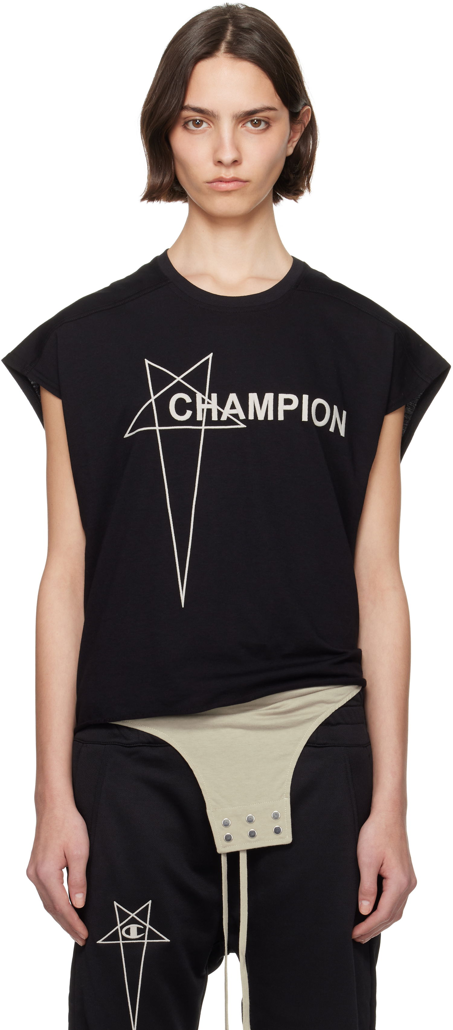 Безрукавка Rick Owens Rick Owens Champion Edition Micro Tatlin Tank Top чорний | CW01E1668 CHJG, 0