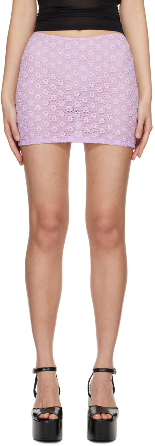 Спідниця BY FAR BY FAR Rubi Floral Crochet Miniskirt Фіолетовий | 24CRRMSSKLLSTRL
