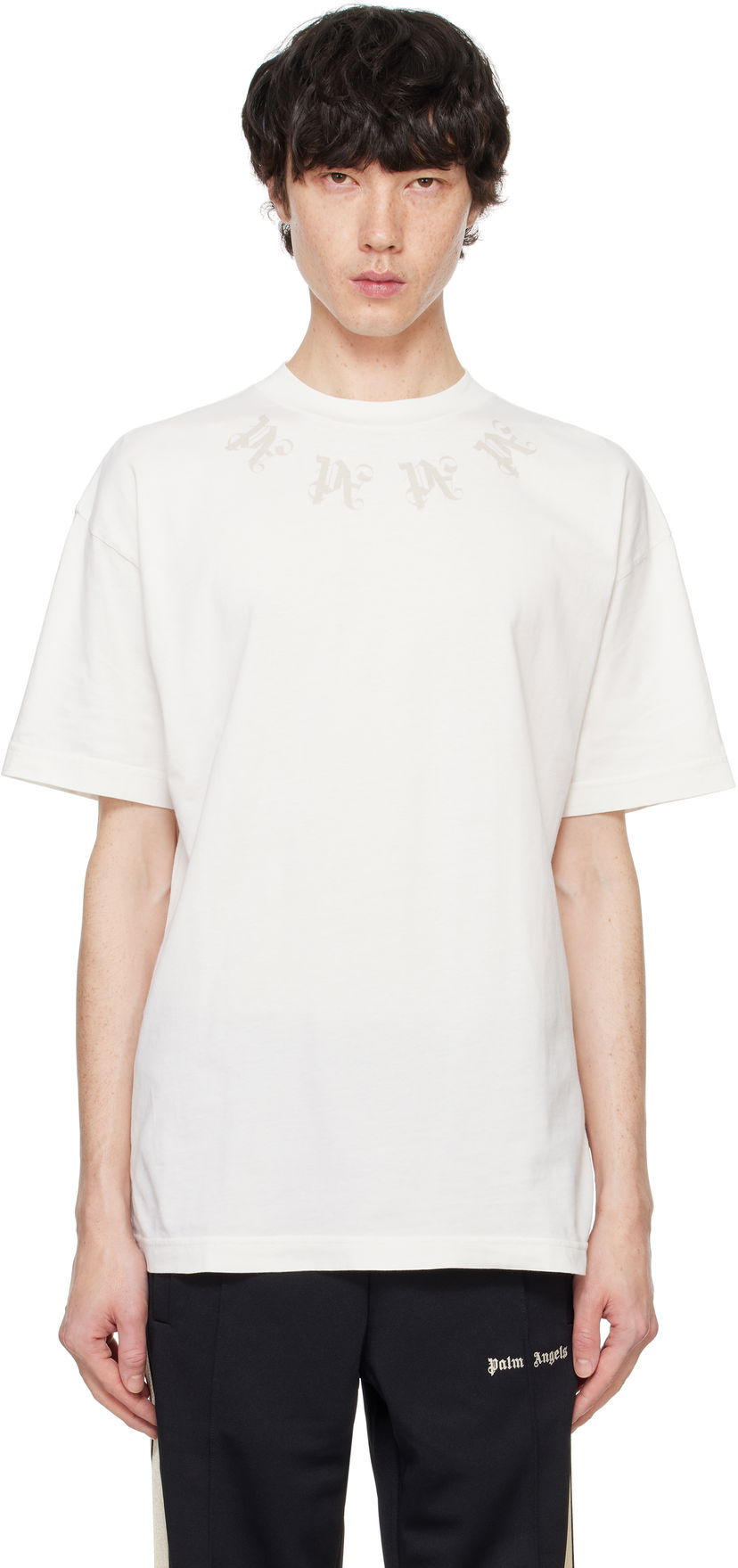 Футболка Palm Angels Statement Monogram білий | PMAA001F24JER0030320