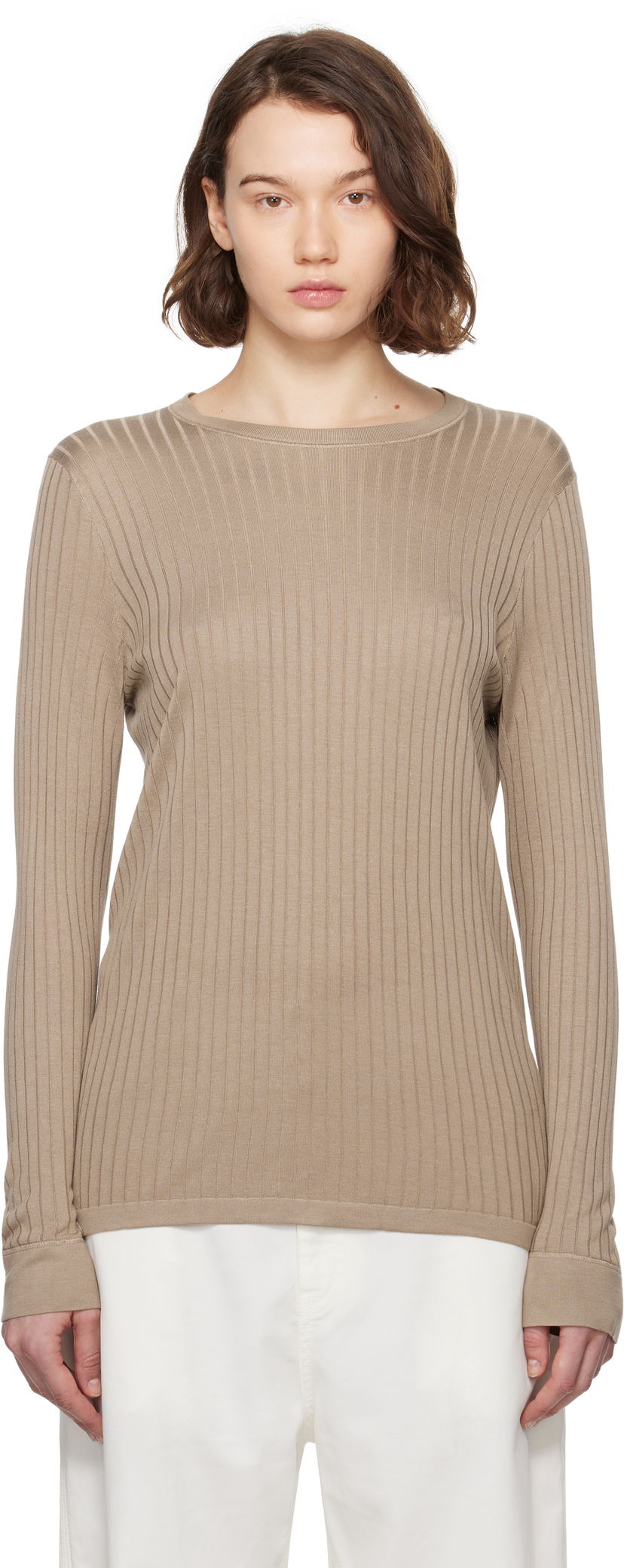 Cветр The Row The Row Keya Ribbed Knit Sweater бежевий | 8970-Y913