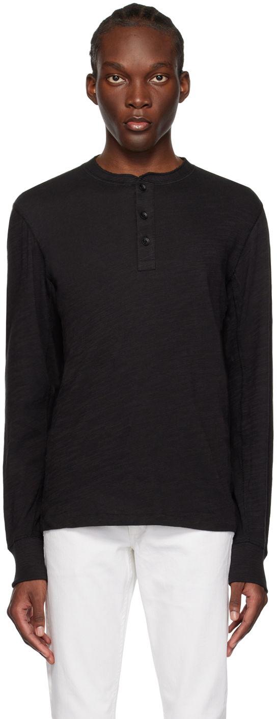 Футболка rag & bone Flame Long Sleeve Henley чорний | M000T676G
