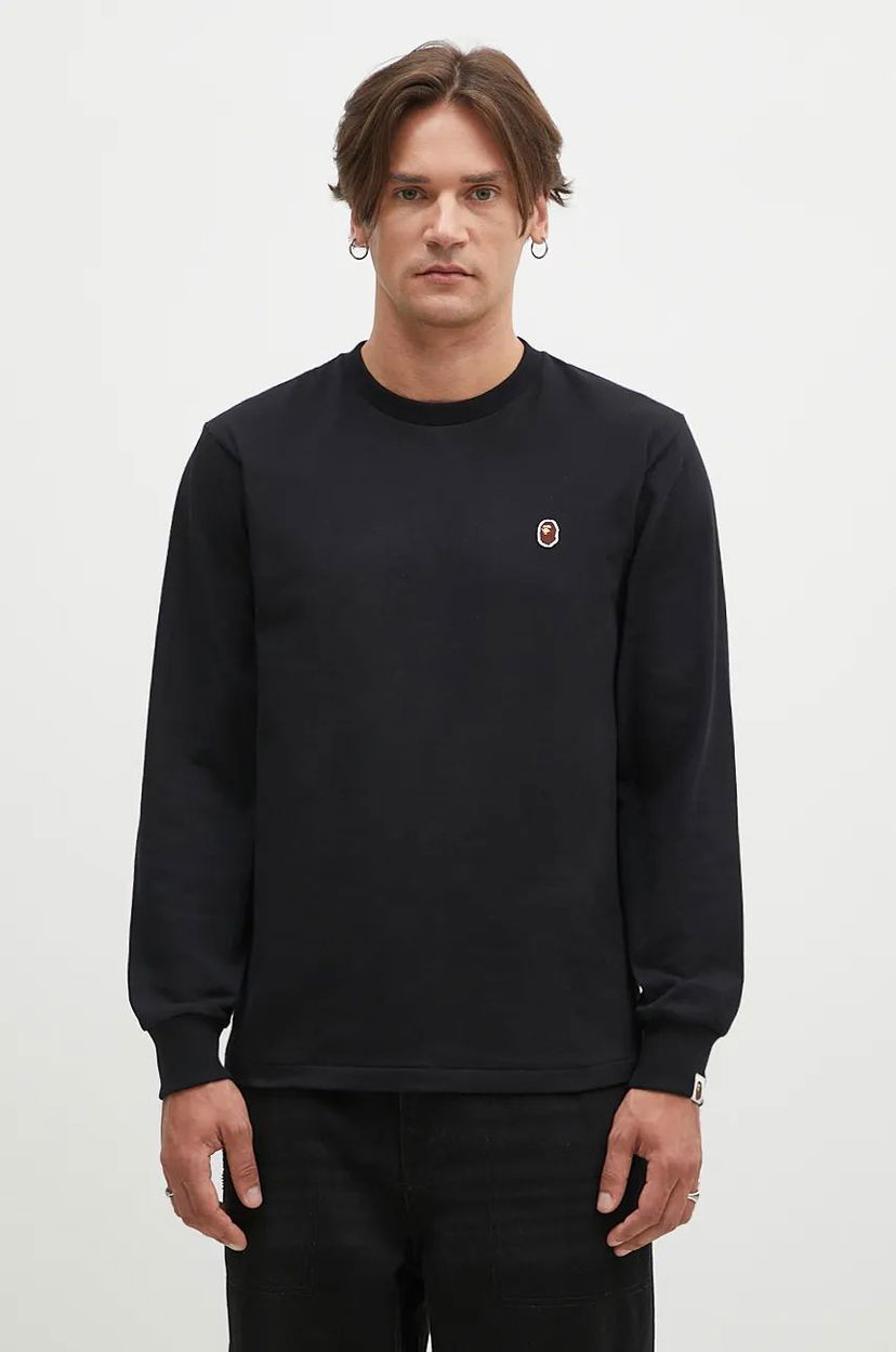 Футболка BAPE A Bathing Ape One Point Longsleeve T-Shirt чорний | 1K80111017