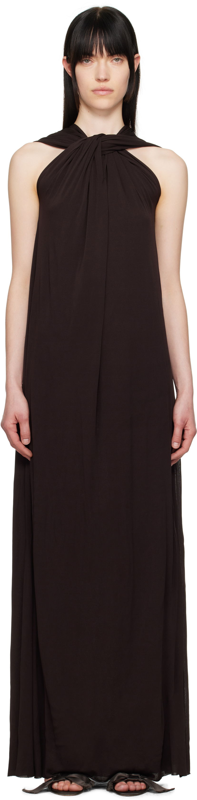 плаття Jil Sander Jil Sander Draped Maxi Dress Коричневий | J02CT0473_J20041
