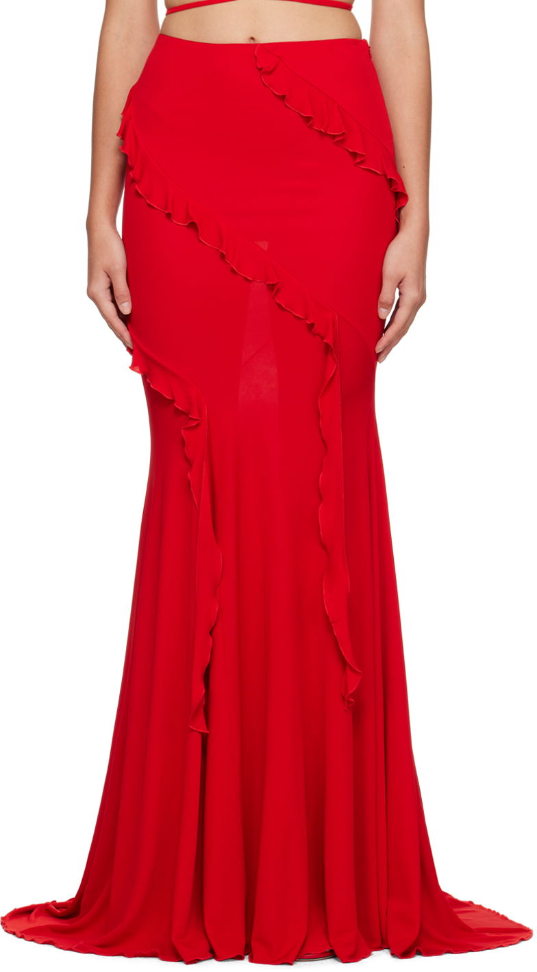 Спідниця Blumarine Blumarine Ruffled Maxi Skirt Червоний | P344G007A