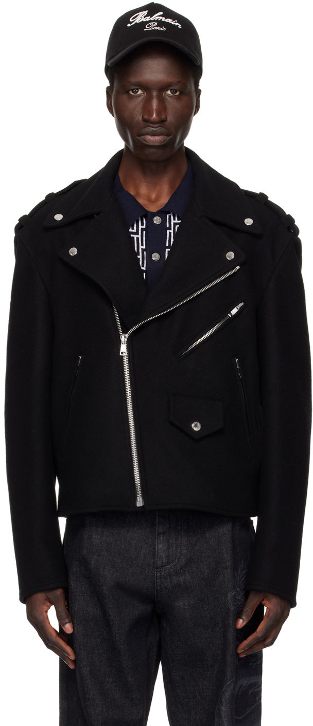 Куртка Balmain Black Biker Jacket чорний | DH1TD512WC68