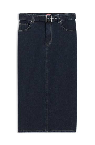 Спідниця BOSS Buckled Belt Midi Denim Skirt Синій | 50541495