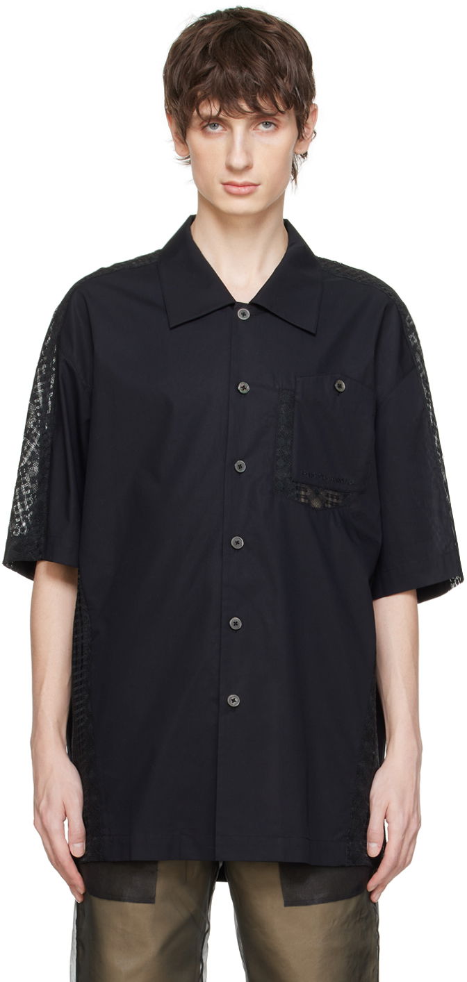Сорочка Feng Chen Wang Feng Chen Wang Lace Overlay Shirt чорний | FUS17SR04