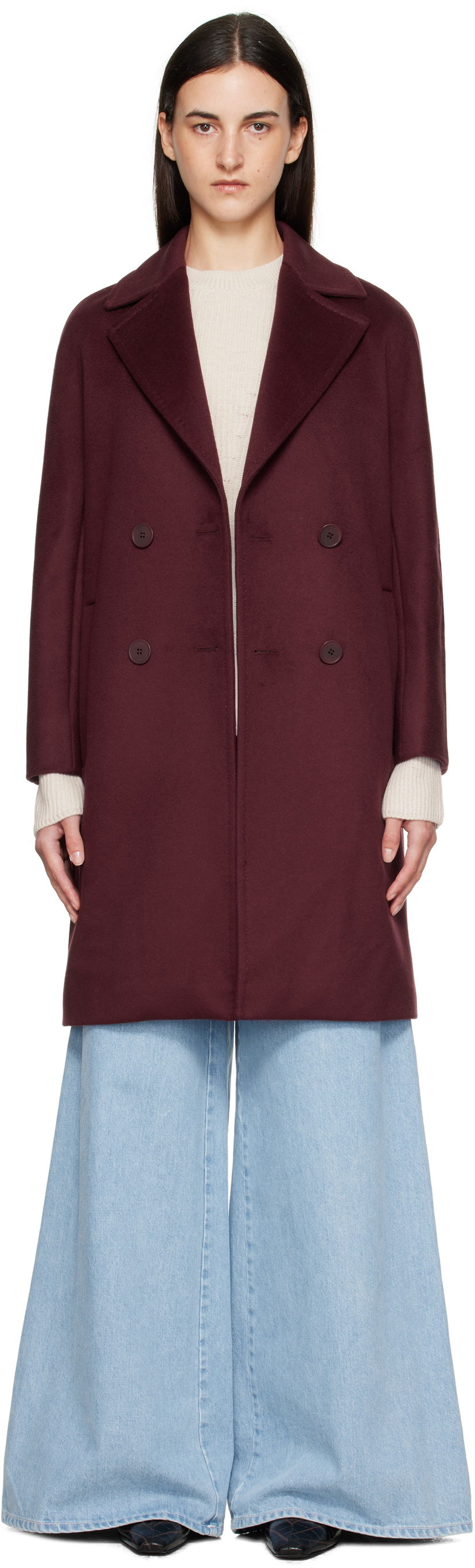 Пальто Max Mara Max Mara Agenda Double-Breasted Coat Бордовий | 2526016081