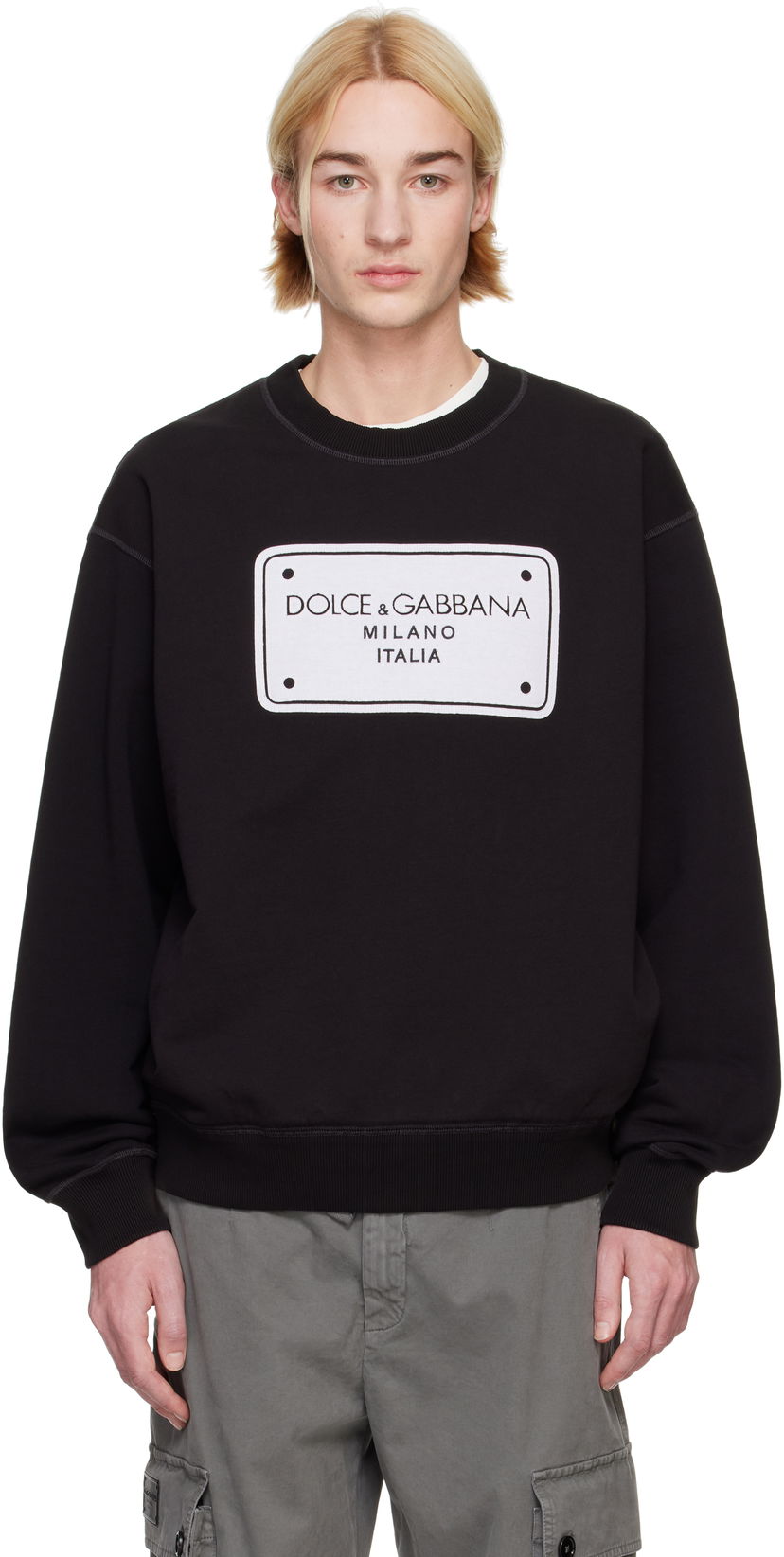 Cветр Dolce & Gabbana Dolce&Gabbana Patch Sweatshirt чорний | G9AHSZG7NRT