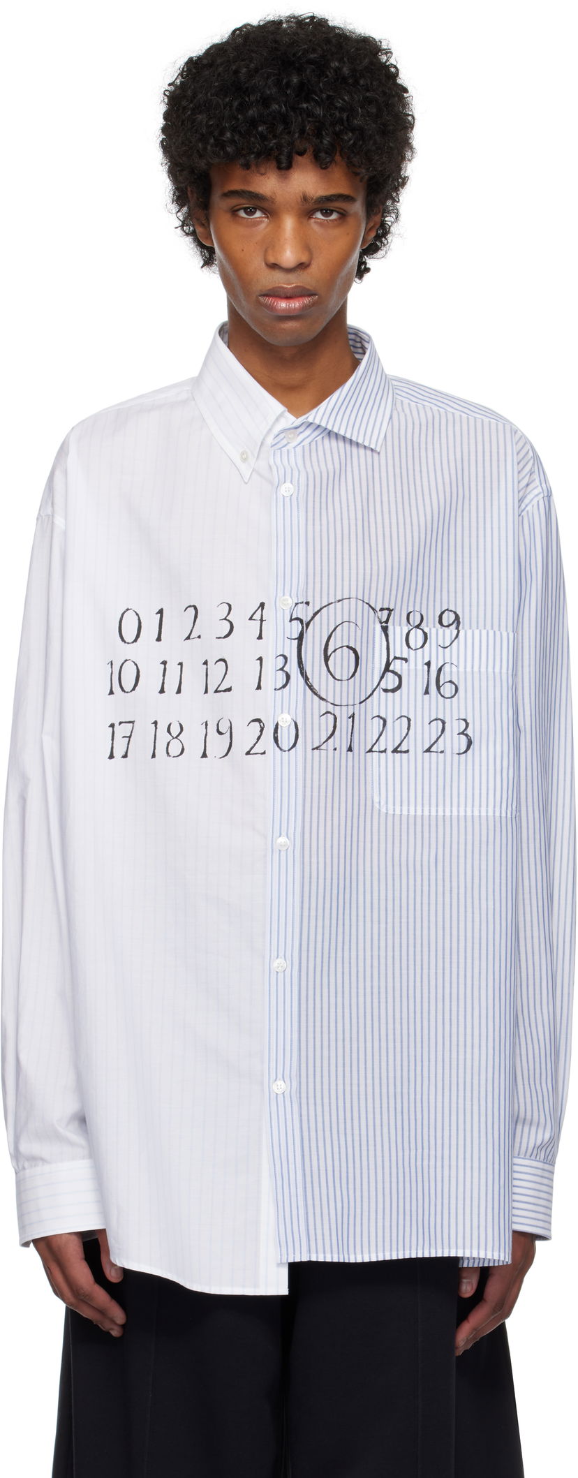 Сорочка Maison Margiela MM6 Maison Margiela Numeric Print Asymmetric Shirt білий | SH0DT0025 MTN043