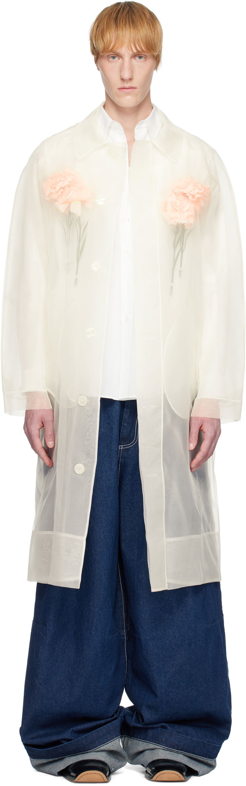 Пальто Simone Rocha Simone Rocha Carnation Car Coat білий | 2068 0360