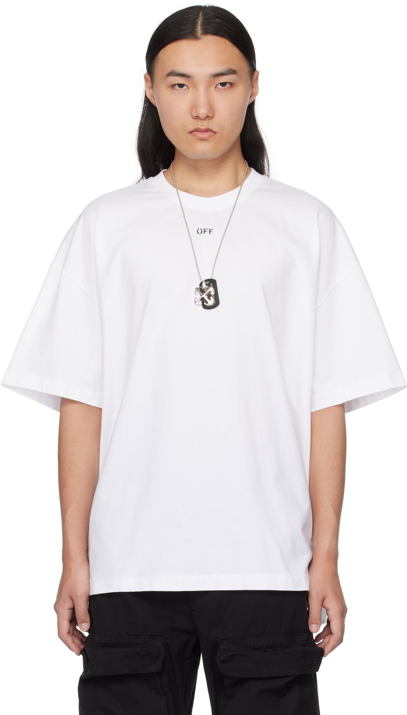 Футболка Off-White Stamp Over T-Shirt білий | OMAA161C99JER0010110