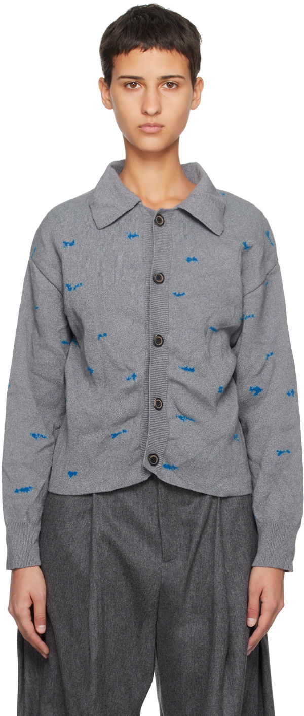 Cветр ADER ERROR Embroidered Button-Up Cardigan Сірий | BMADFWKT0703GR