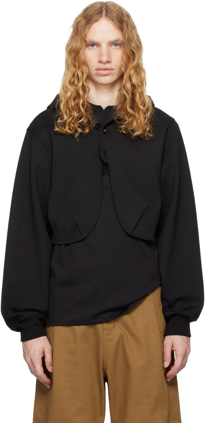 Світшоти ADER ERROR Cropped Hoodie чорний | BN01FWHD0401BK