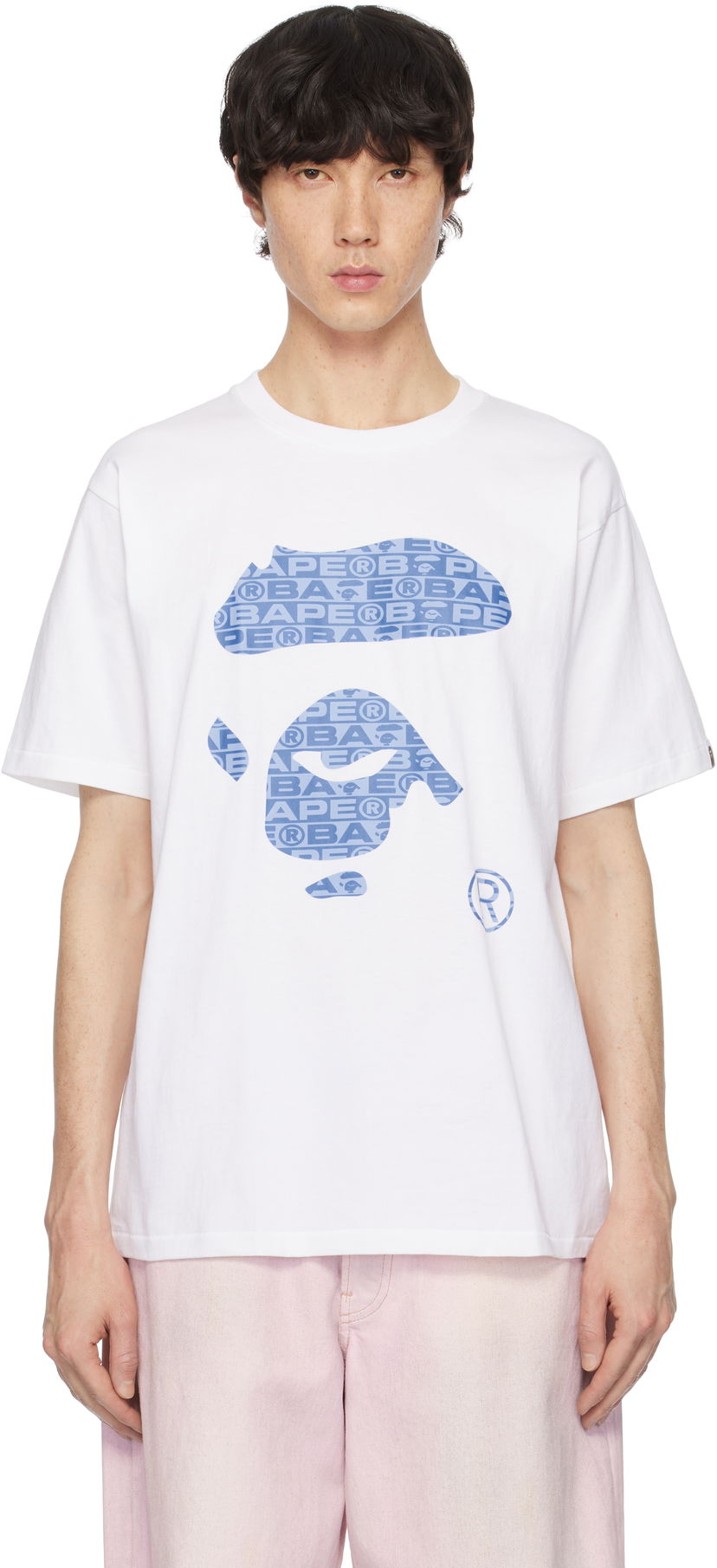 Футболка BAPE Lux Sport Pattern Ape Face T-Shirt білий | 001TEK801049M