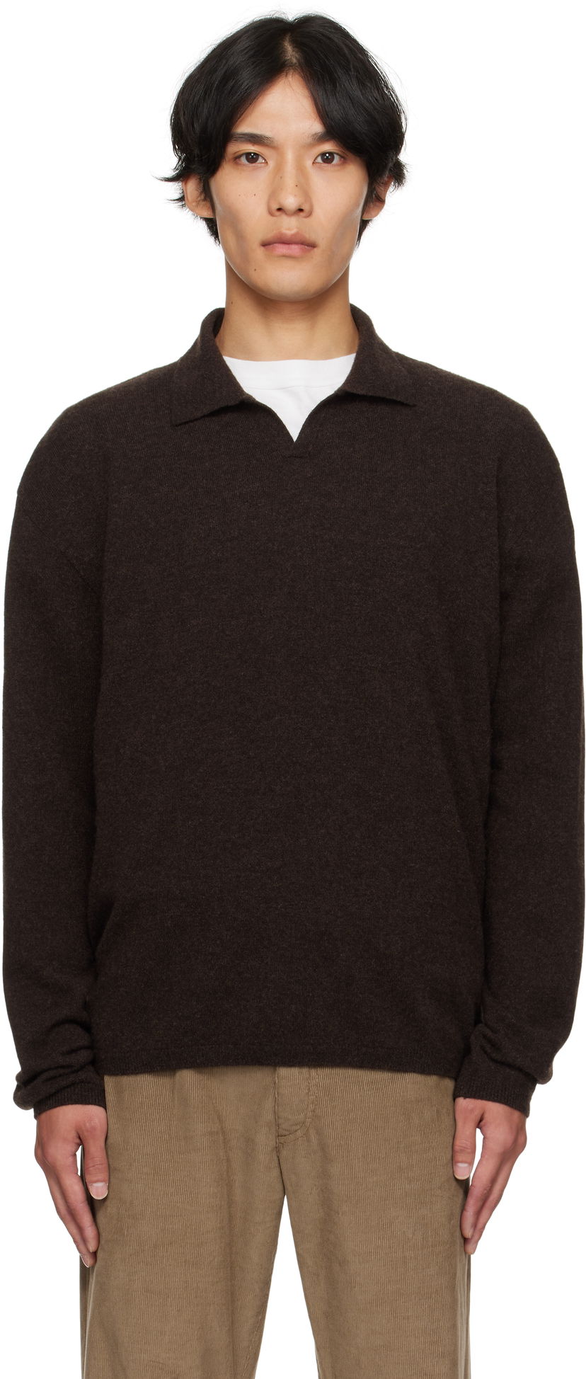 Cветр The Row The Row Franz Knit Polo Коричневий | 1015-Y556