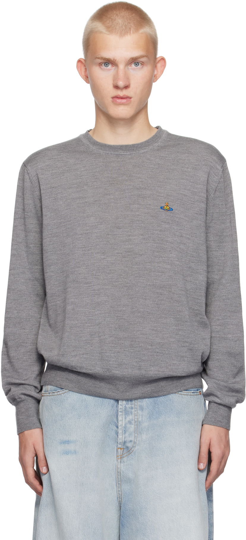 Cветр Vivienne Westwood Round Neck Sweater Сірий | 27010012-Y0006-