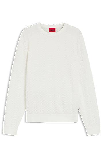 Cветр BOSS Herringbone Knit Sweater білий | 50543789