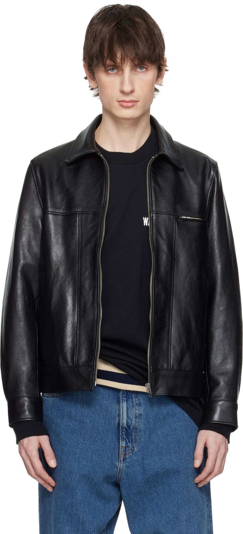 Куртка WACKO MARIA WACKO MARIA Grained Leather Jacket чорний | 25SS-WMO-BL01