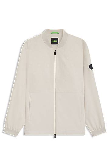 Куртка бомбер BOSS Water-repellent Bomber Jacket with Monogram Jacquard бежевий | 50547181