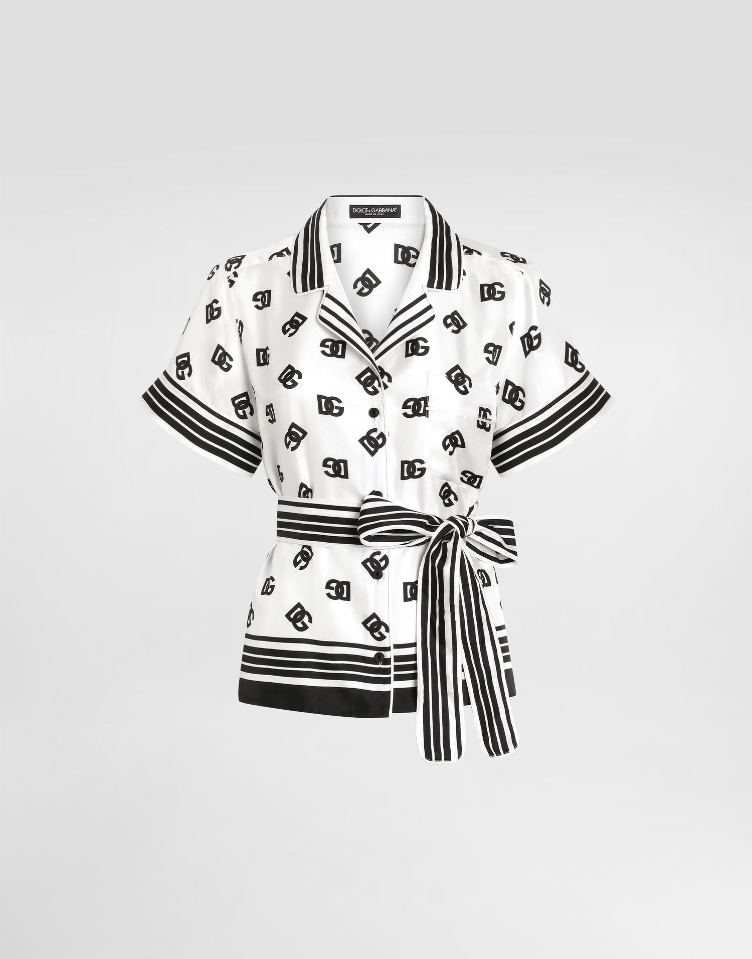 Сорочка Dolce & Gabbana Dolce & Gabbana DG All-Over Logo Print Silk Twill Shirt білий | F5G67THI1Z6HA9CN, 0