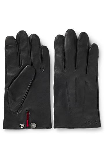 Рукавички BOSS Leather Gloves with Press Stud чорний | 50526909