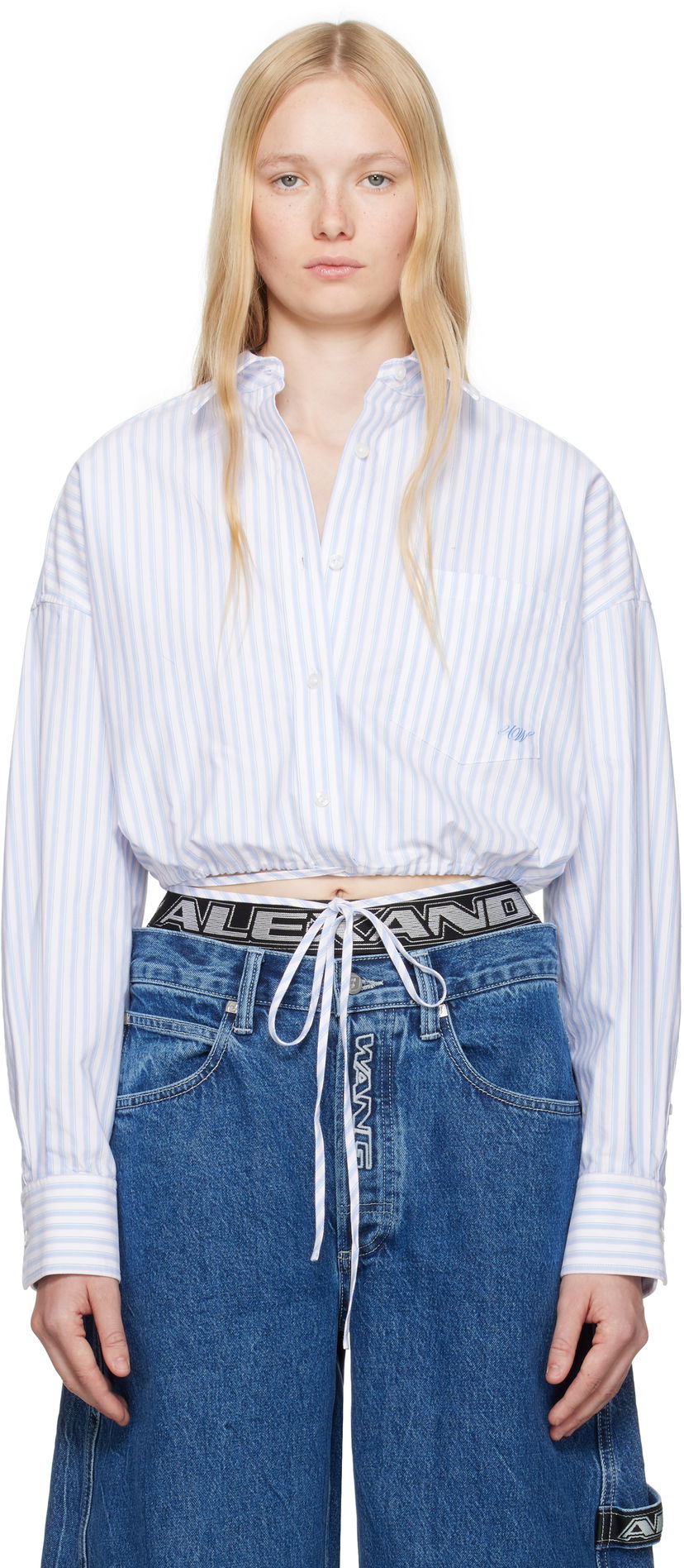 Сорочка Alexander Wang Alexander Wang.t Oxford Wrap Cropped Shirt Синій | 4WC2251000